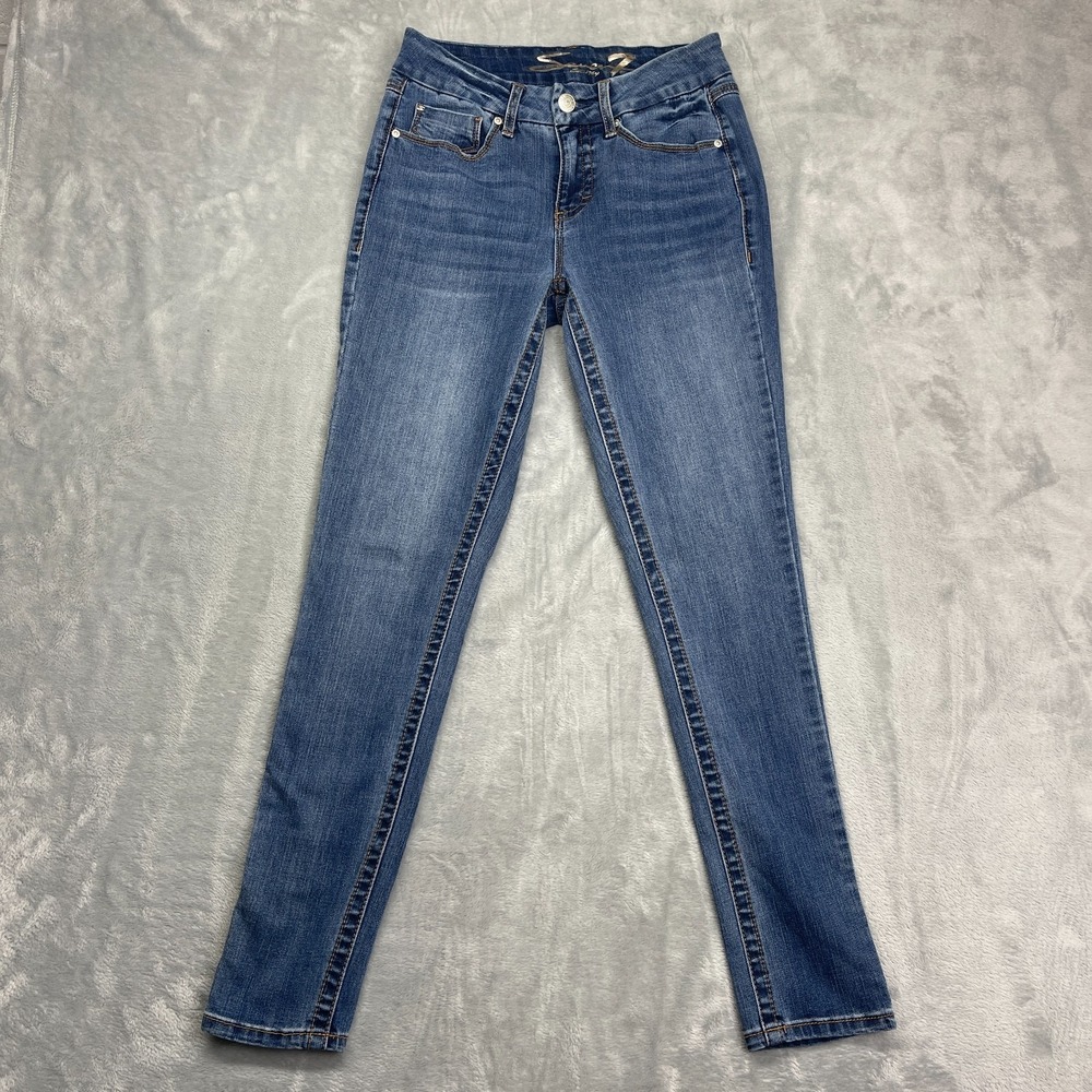 Seven7 Jeans Women 4 (28x30) Blue Denim Medium Wash Grunge Skinny Leg Streetwear